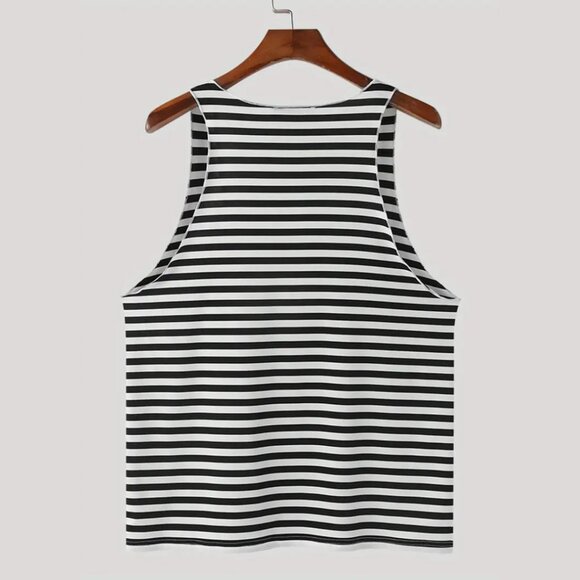 Black and White Striped Tank Top - Picture 2 of 7